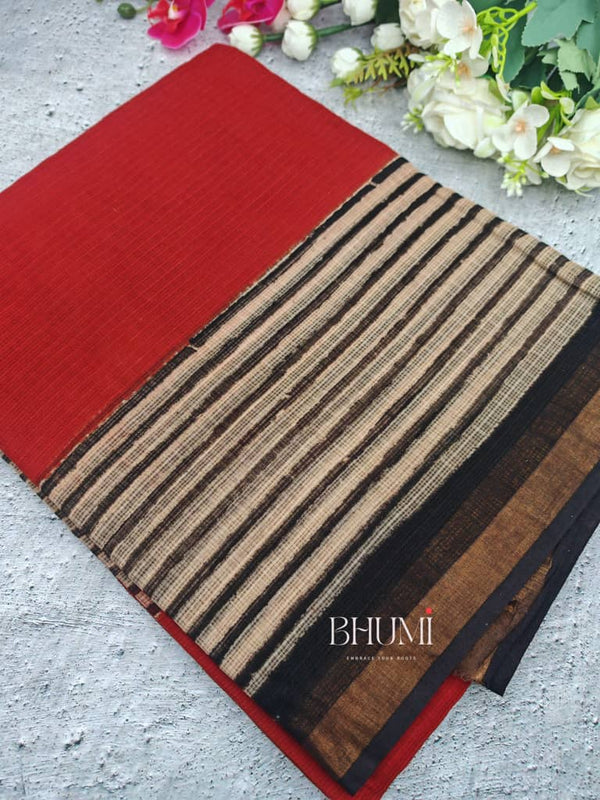 Red with striped border