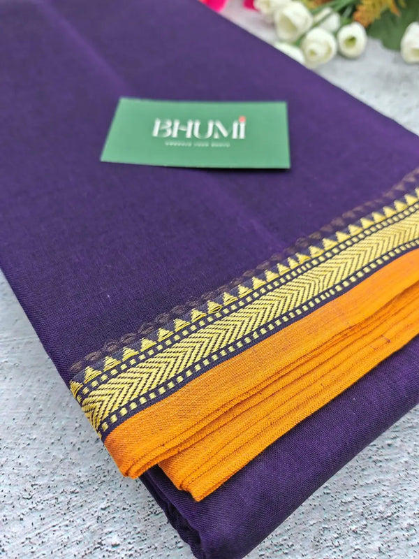 Narayanpet Cotton Sarees - Purple with Orange Border