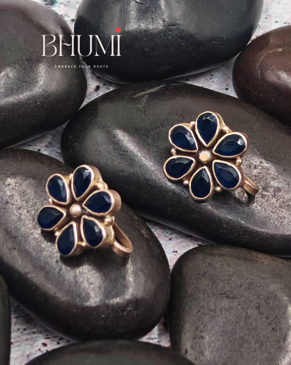 Blue Floral Nose Pins