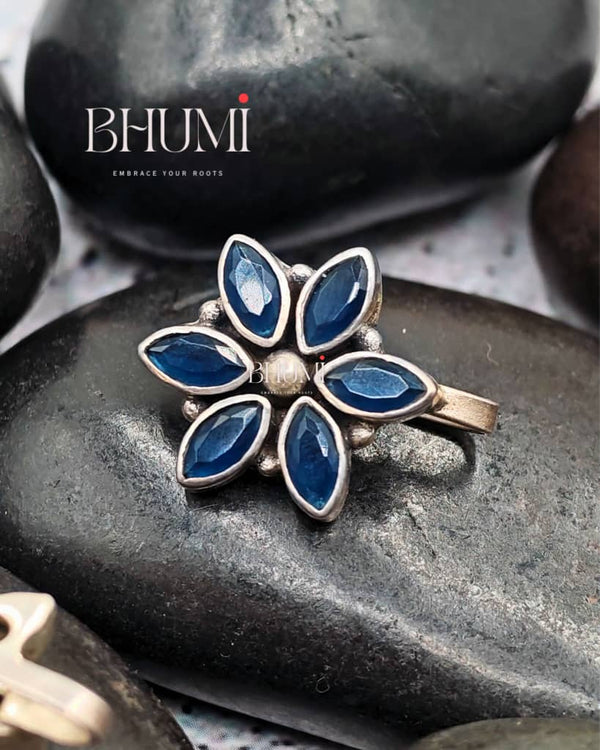 Floral Blue Nose Pins