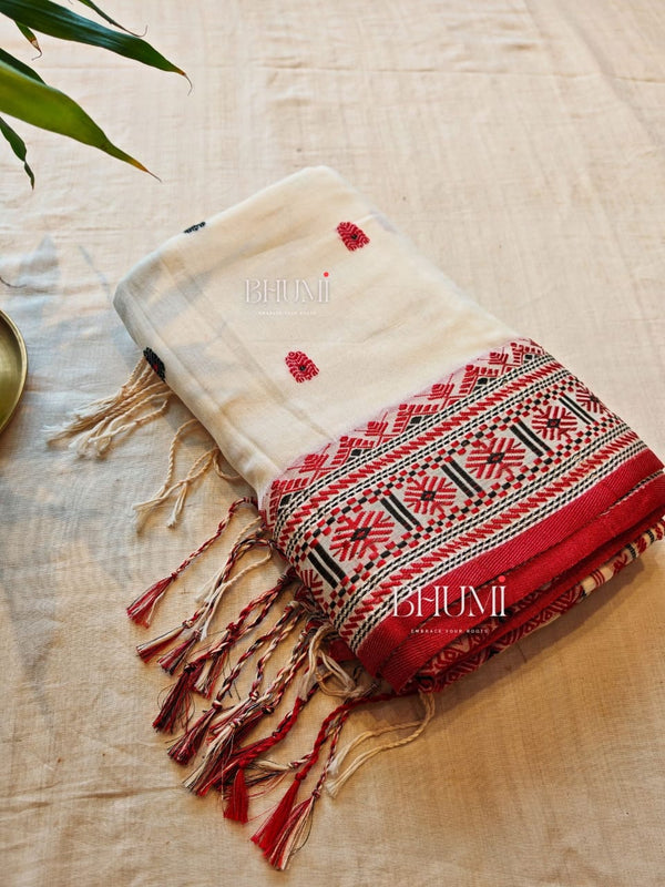 White - red and black butta